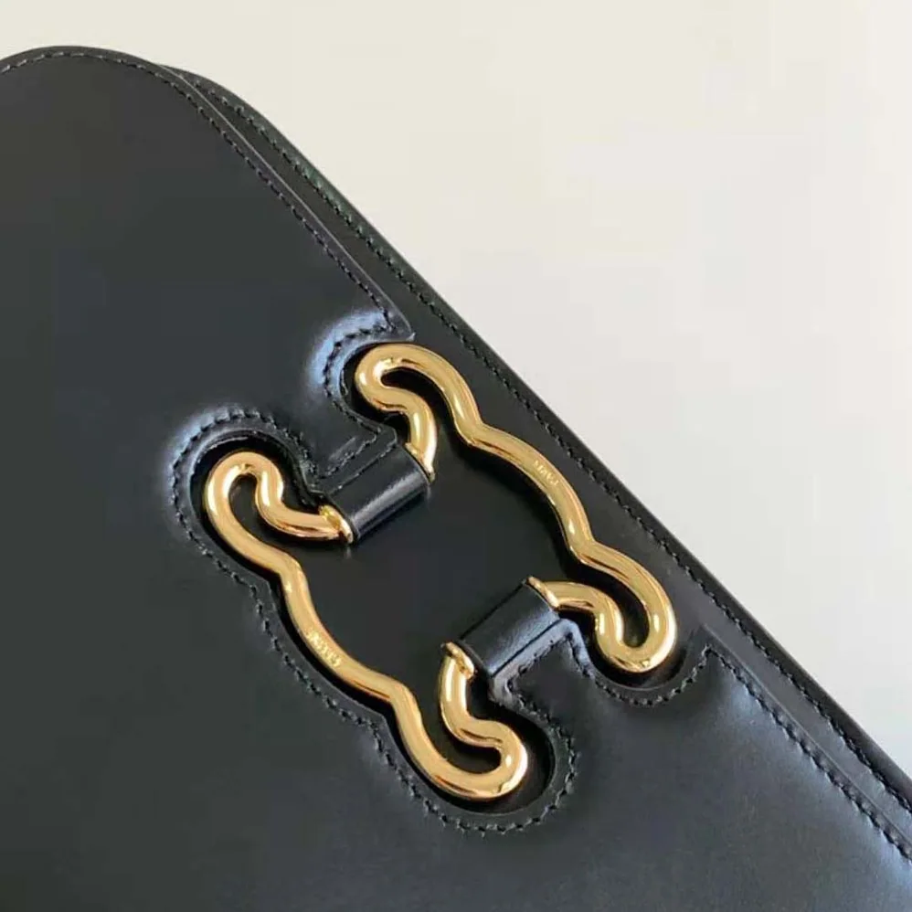 Celine Medium Bag Triomphe Frame in Shiny Calfskin for Women in Black