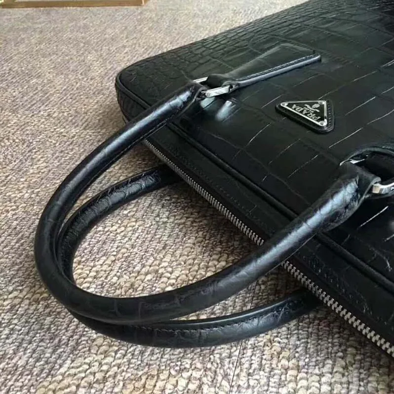 Prada Crocodile Leather Briefcase for Men in Black Prada Crocodile Leather Briefcase for Men in Black