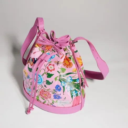 Gucci Venice Small Bucket Bag / Pink/ Multicolor Gucci Flora Coated Canvas Palladium Hardware