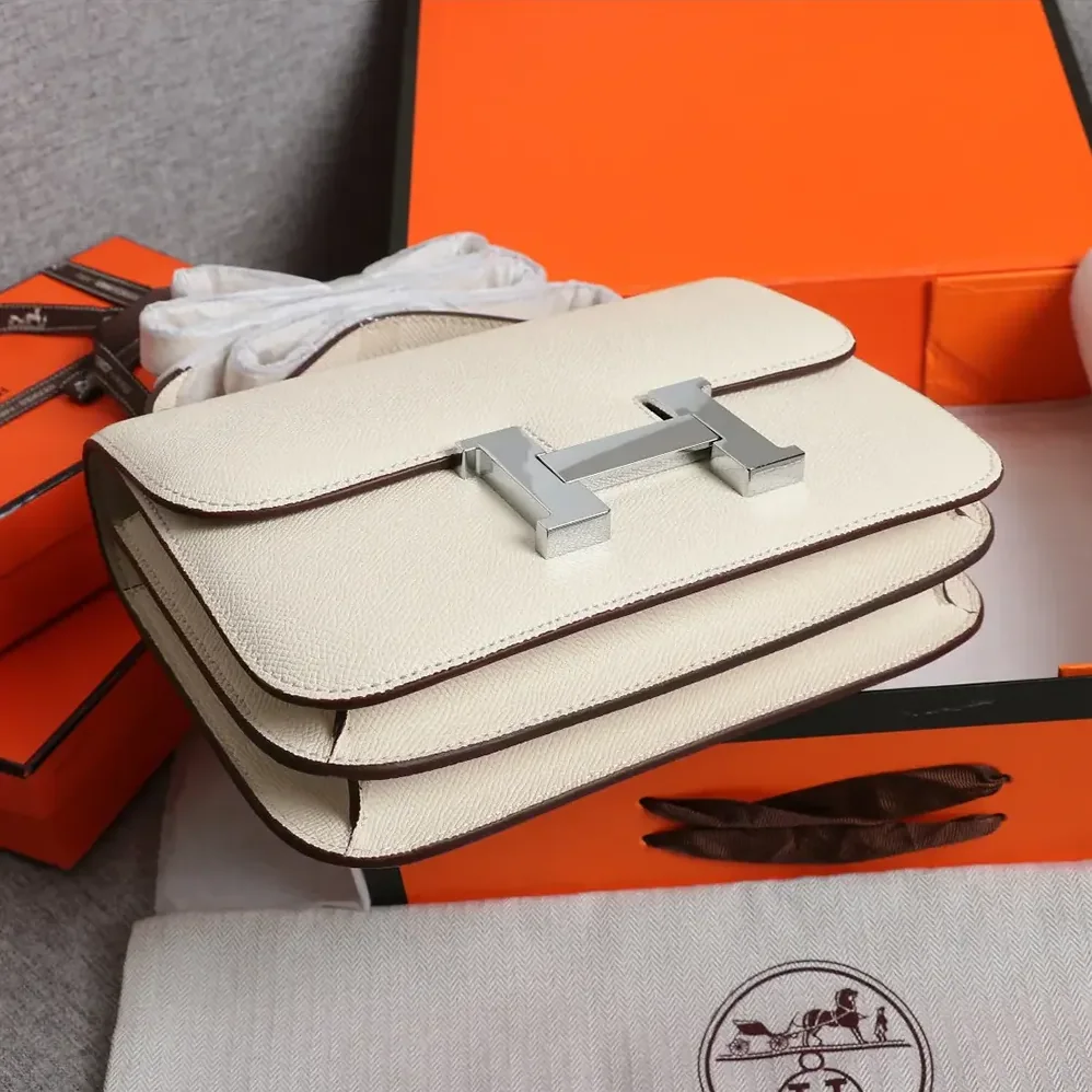Hermes Constance 18 Bag Epsom Leather for Women in White/Silver