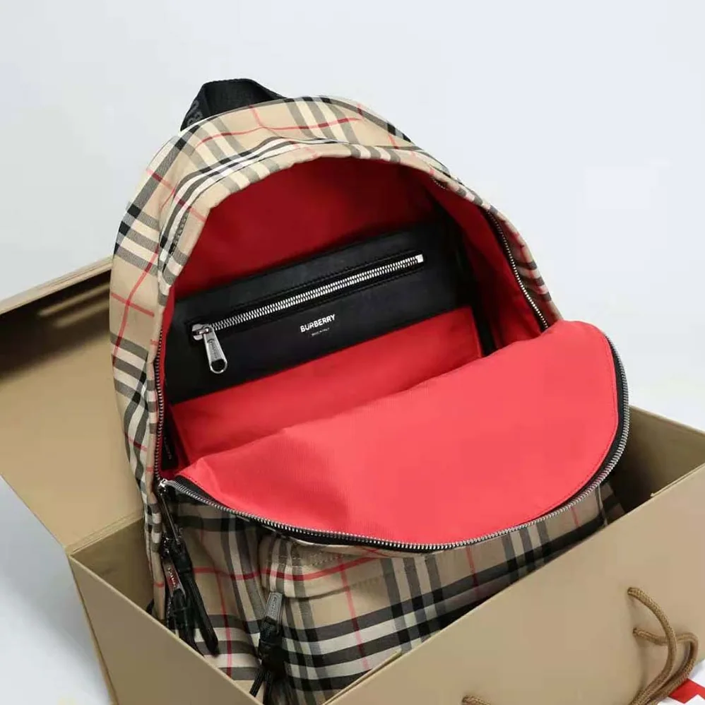 Burberry Vintage Check Nylon Backpack for Men in Beige