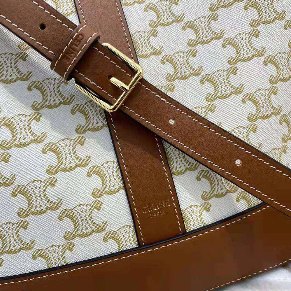 Celine Small Bucket in Triomphe Canvas and Calfskin for Women
