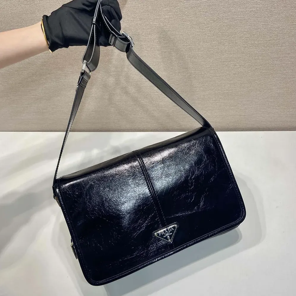 Prada Leather Shoulder Bag for Women in Black