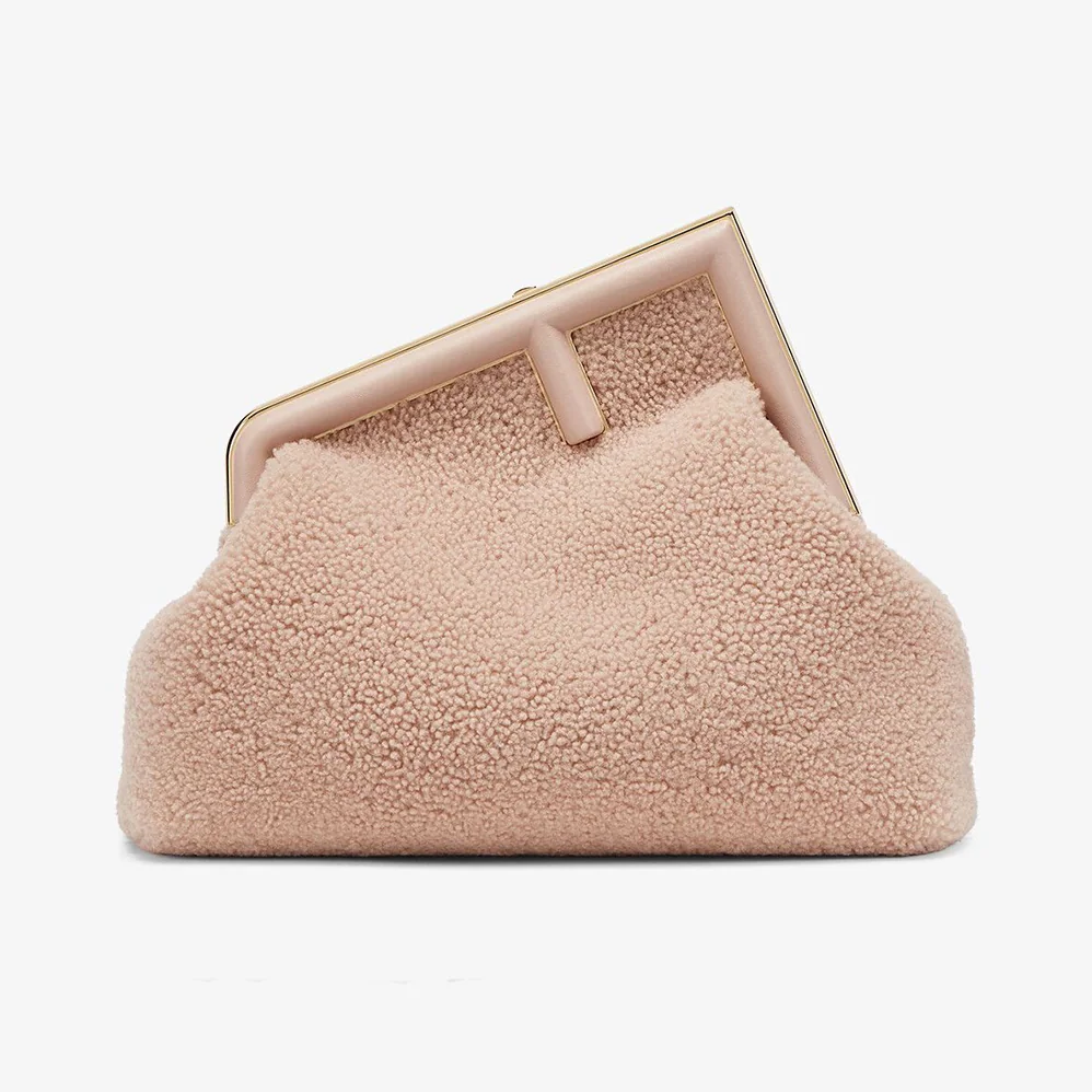 Fendi First Medium Pink Sheepskin Bag for Women