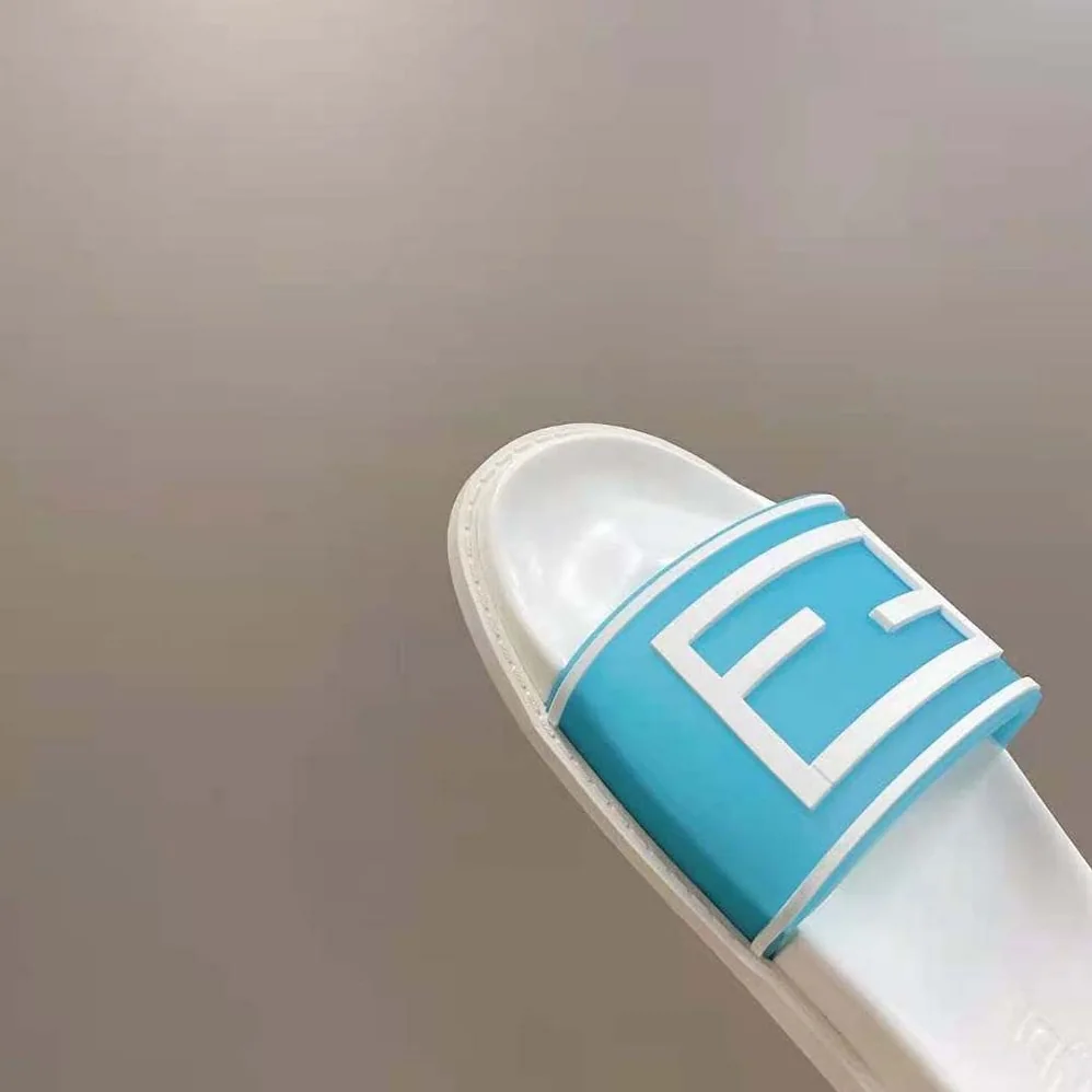 Fendi Baguette Slides Light Blue Rubber Slides for Men Fendi Baguette Slides Light Blue Rubber Slides for Men