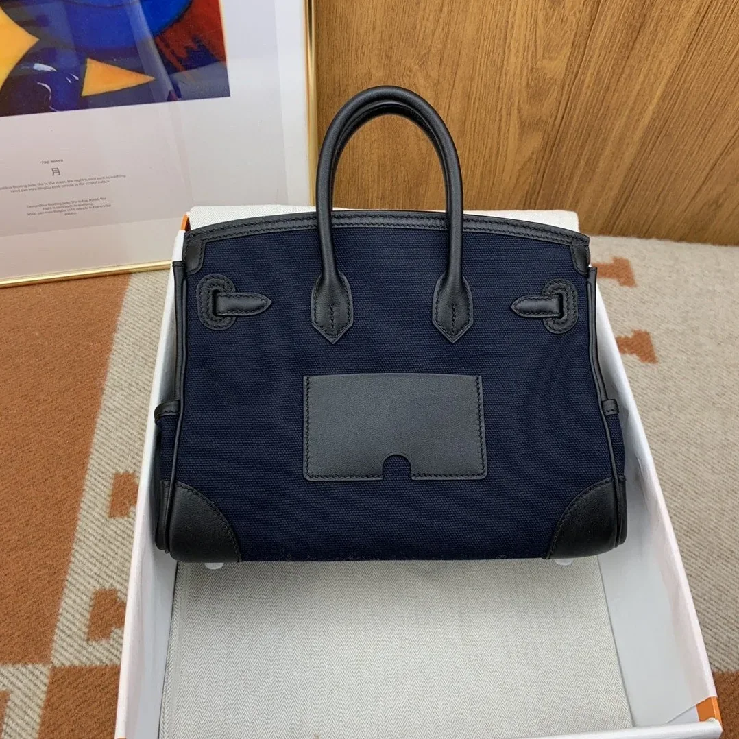 Hermes Birkin Cargo 25 Top Handle Bag in Dark Blue Silver Hardware