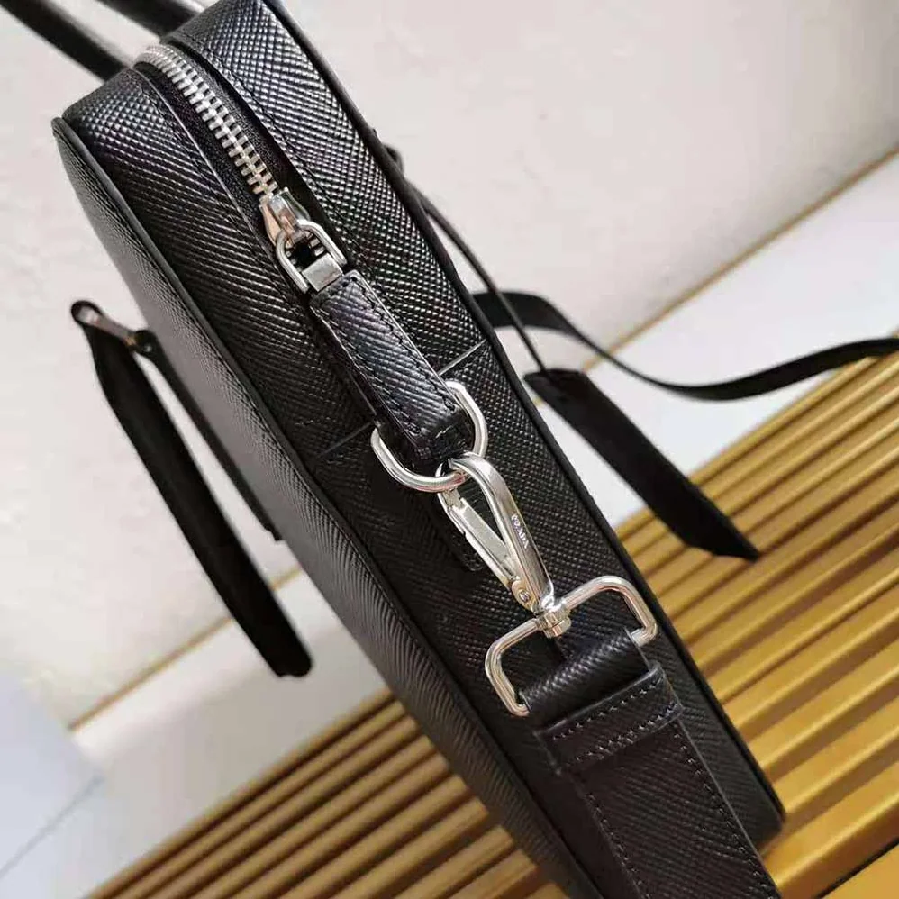 Prada Saffiano Leather Briefcase for Men in Black Prada Saffiano Leather Briefcase for Men in Black