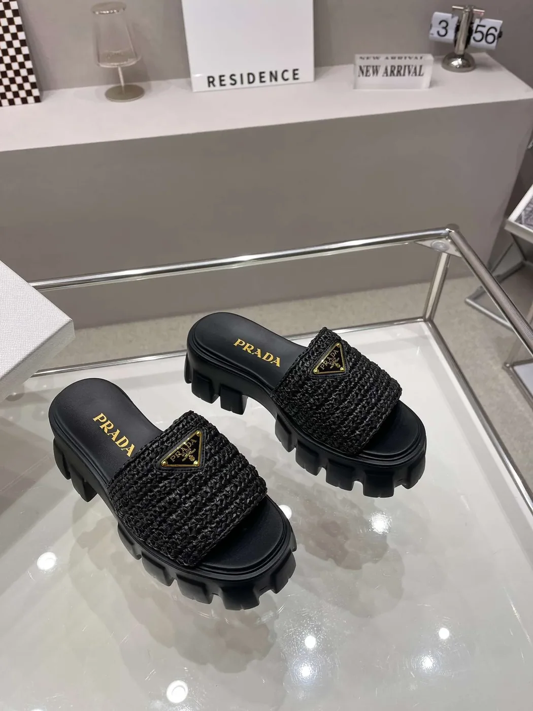 Prada Monolith Crochet Cage Slippers Black Prada Monolith Crochet Cage Slippers Black