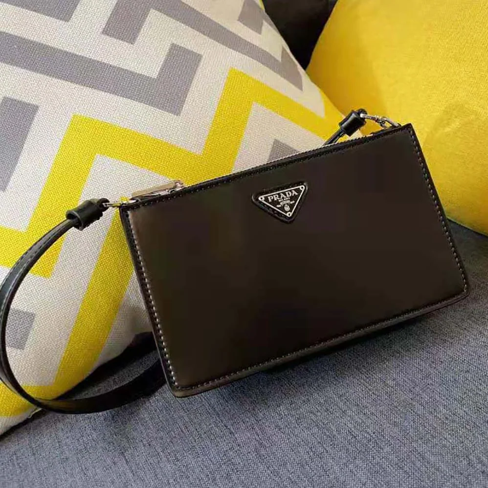 Prada Brushed Leather Mini-Bag for Women in Black