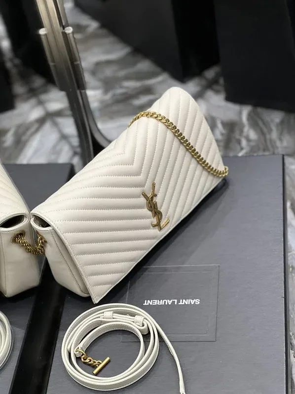 Saint Laurent Kata 99 Chain Bag White With Gold Hardware in YSL Saint Laurent Kata 99 Chain Bag White With Gold Hardware in YSL