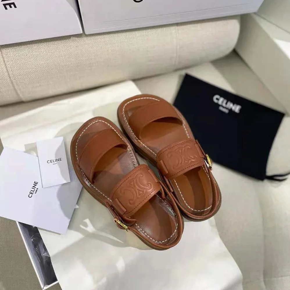 Celine Clea Triomphe Sandal in Vegetal Calfskin for Women