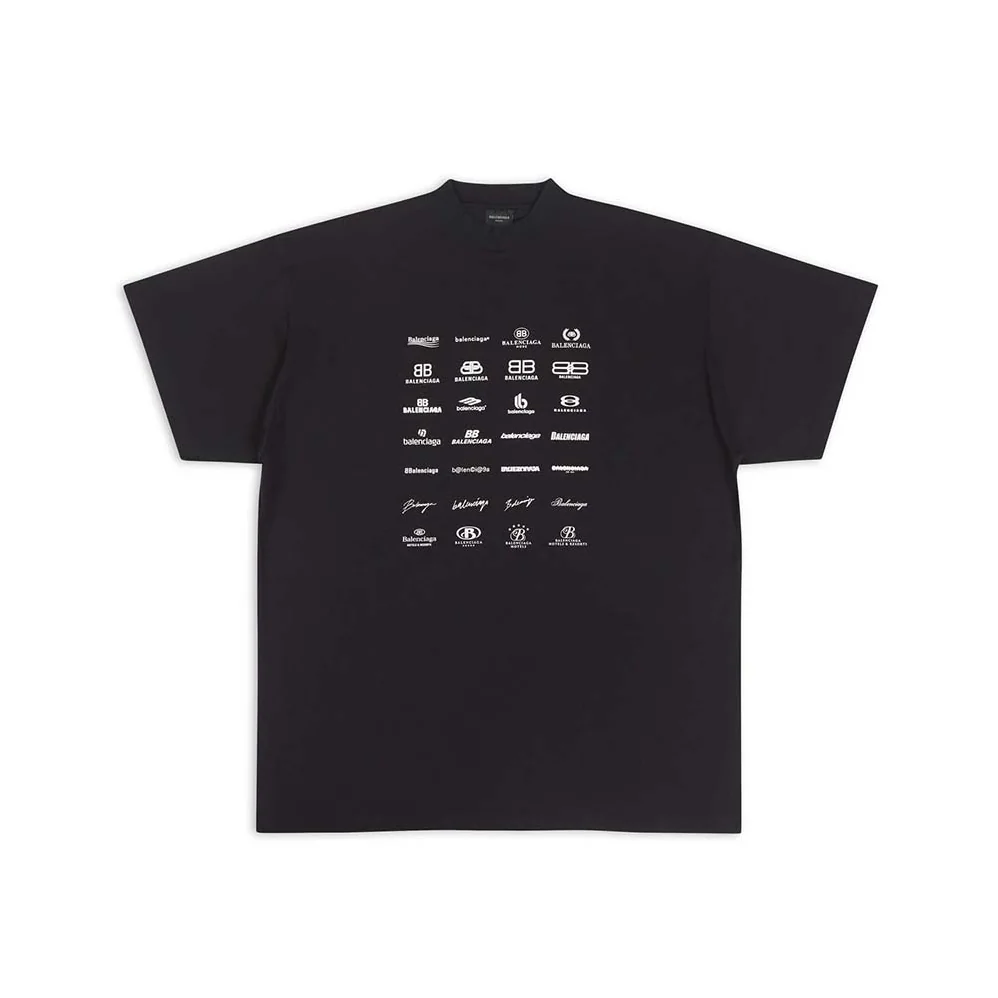 Balenciaga Archives Logos T-shirt Oversized in Light Black for Men