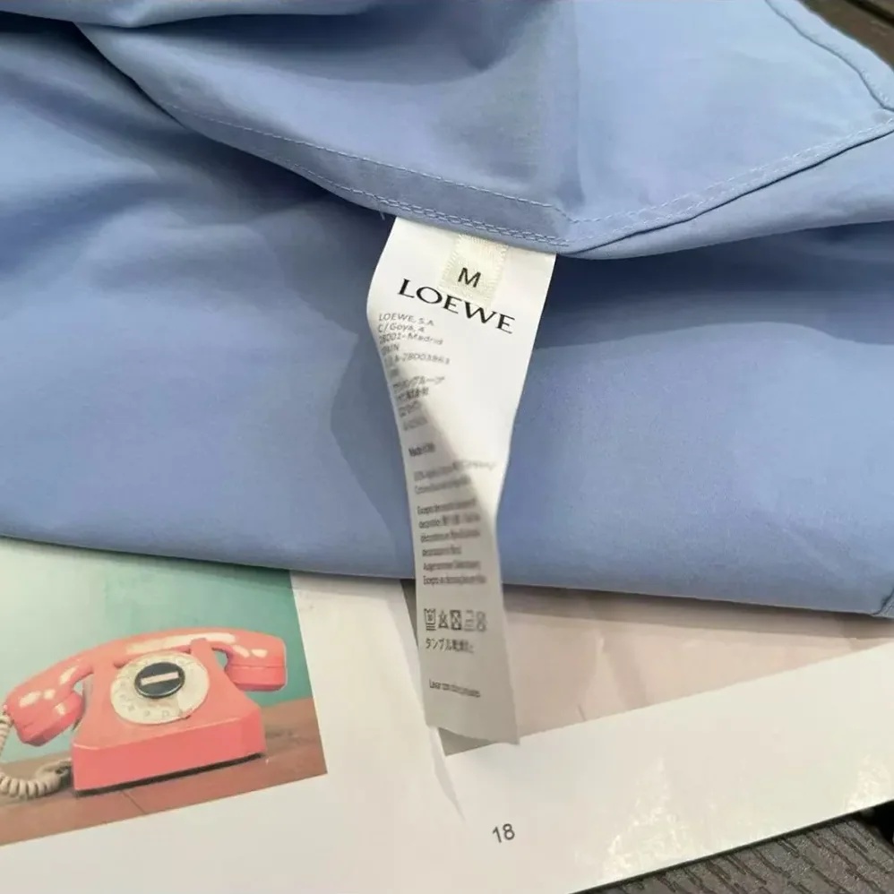 Loewe Blue Cotton Blend Cropped Shirt for Women