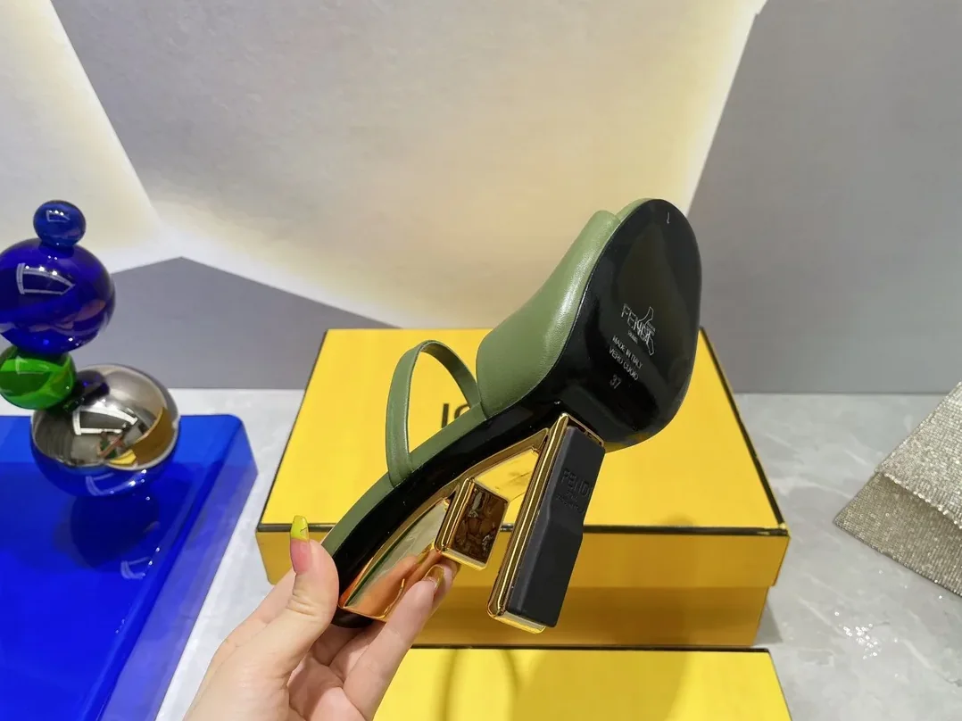 Fendi First Dark Green High in Heeled Sandals
