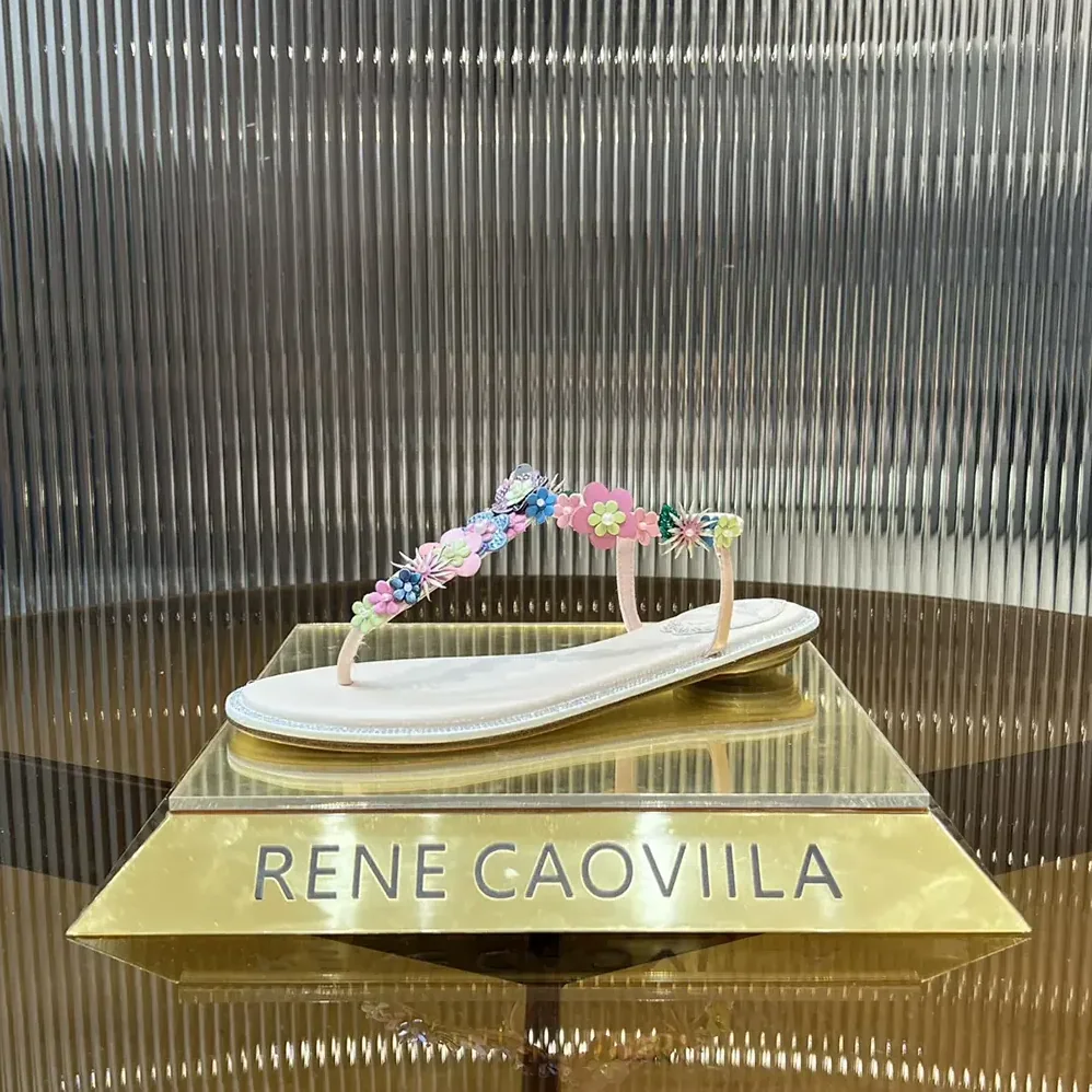 Rene Caovilla Eden Nude Thong Sandal 10 for Women Rene Caovilla Eden Nude Thong Sandal 10 for Women