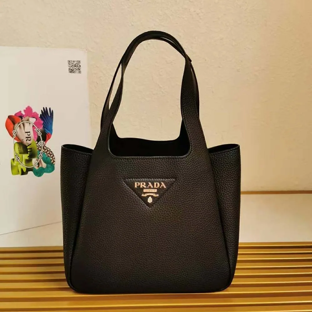 Prada Calf Leather Handbag for Women in Black