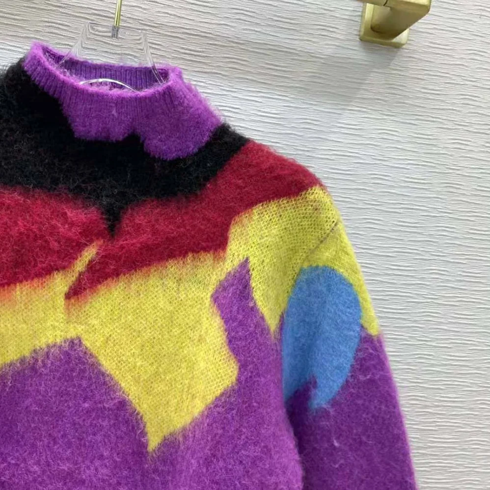 Loewe Intarsia Turtle Neck Sweater in Wool for Women