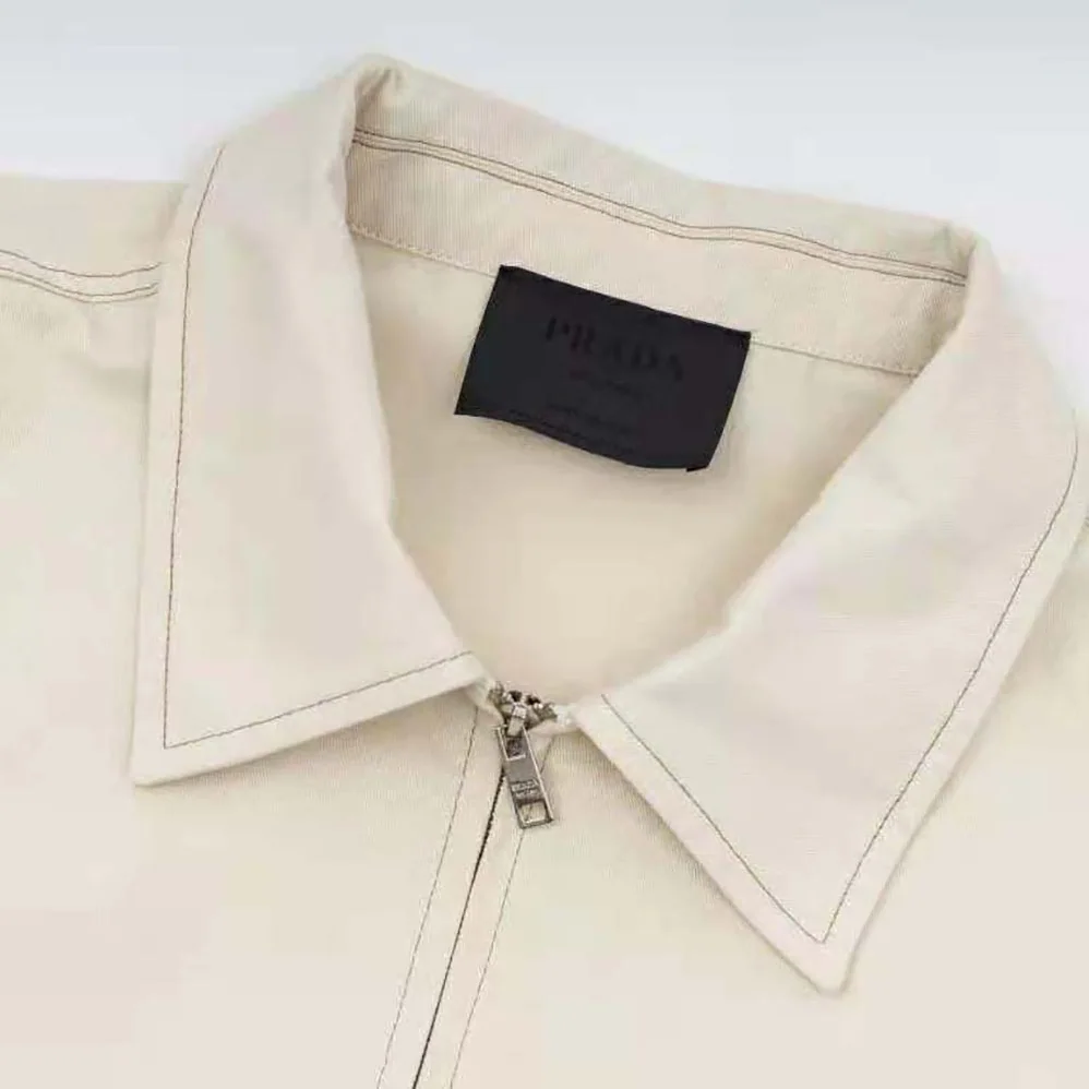 Prada Velvet Denim Blouson Jacket for Women in Beige