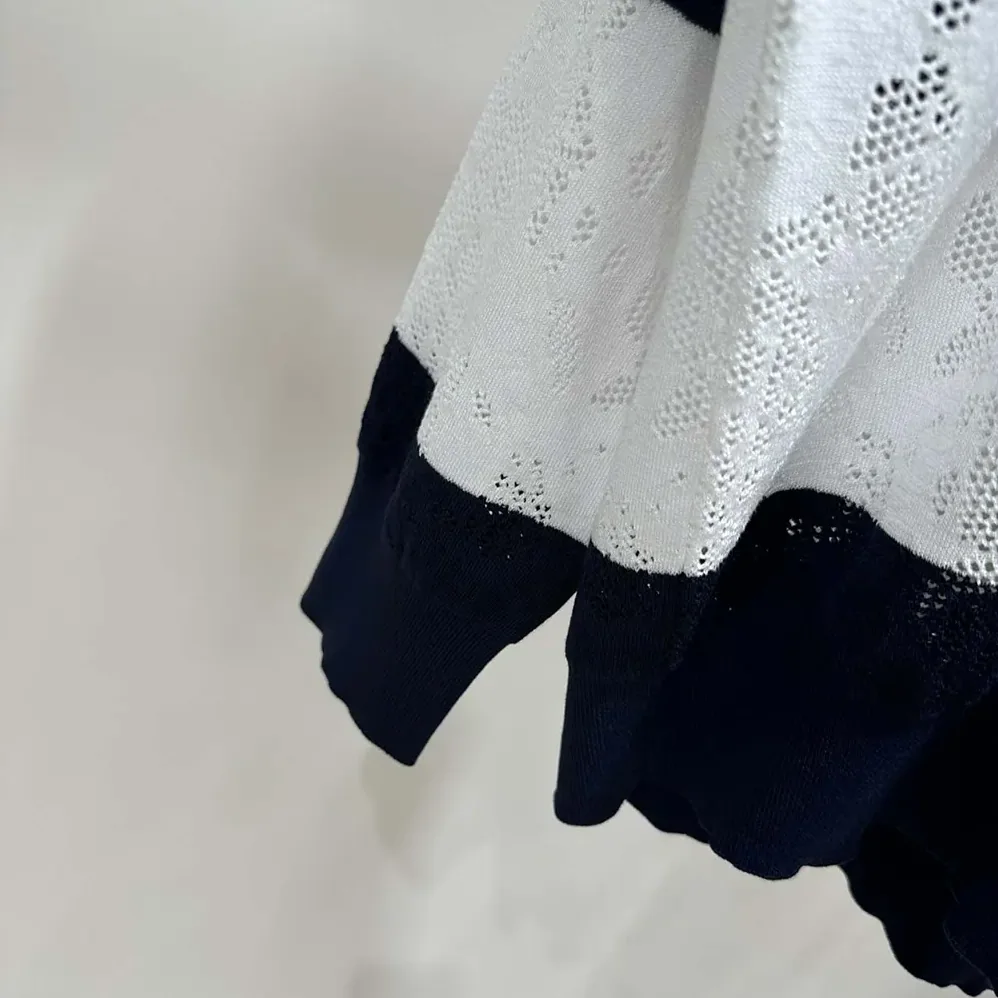Dior Marinière Long-Sleeved Polo Shirt Black and White Technical Lace for Women Dior Marinière Long-Sleeved Polo Shirt Black and White Technical Lace for Women