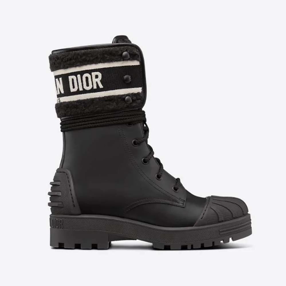 Dior D-Major Ankle Boot Black Calfskin and Lambskin Wool for Women