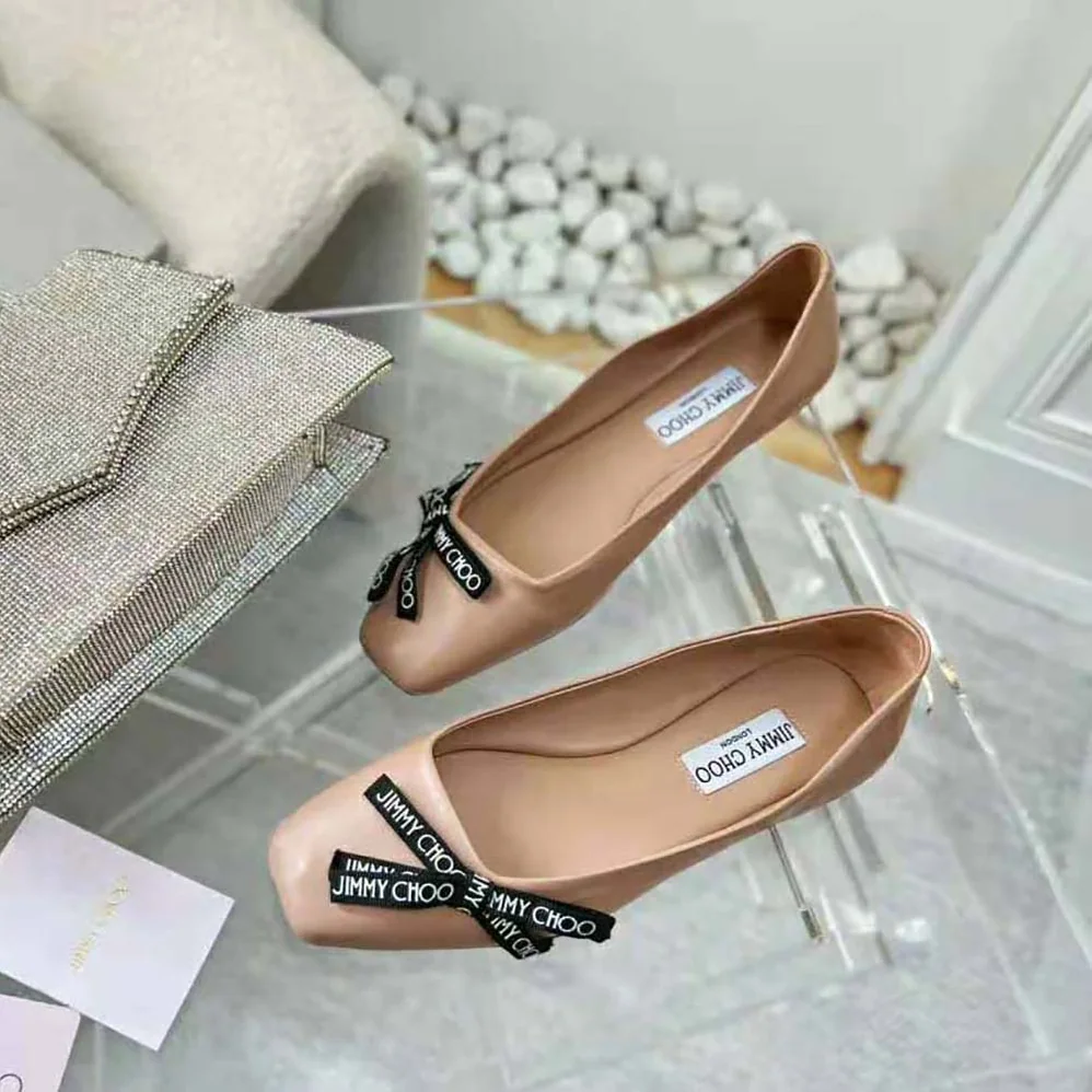 Jimmy Choo Veda Ballerina Ballet Pink Nappa Leather Flat Ballerina Pumps with Jimmy Choo Bow for Women Jimmy Choo Veda Ballerina Ballet Pink Nappa Leather Flat Ballerina Pumps with Jimmy Choo Bow for Women