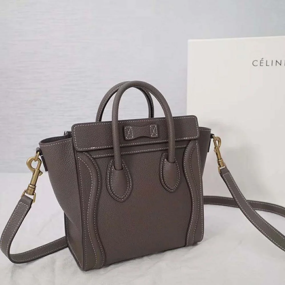 Celine Nano Luggage Bag in Drummed Calfskin for Women in Brown
