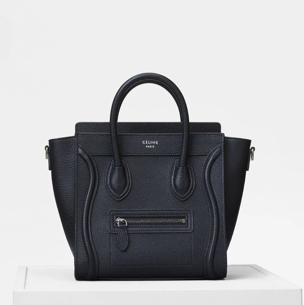 Celine Nano Luggage Bag in Drummed Calfskin for Women in Black