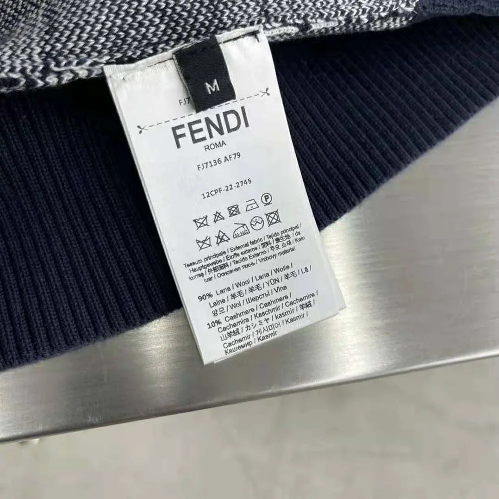 Fendi Blue Wool Cardigan-FZC491APJHF0QB0 for Men