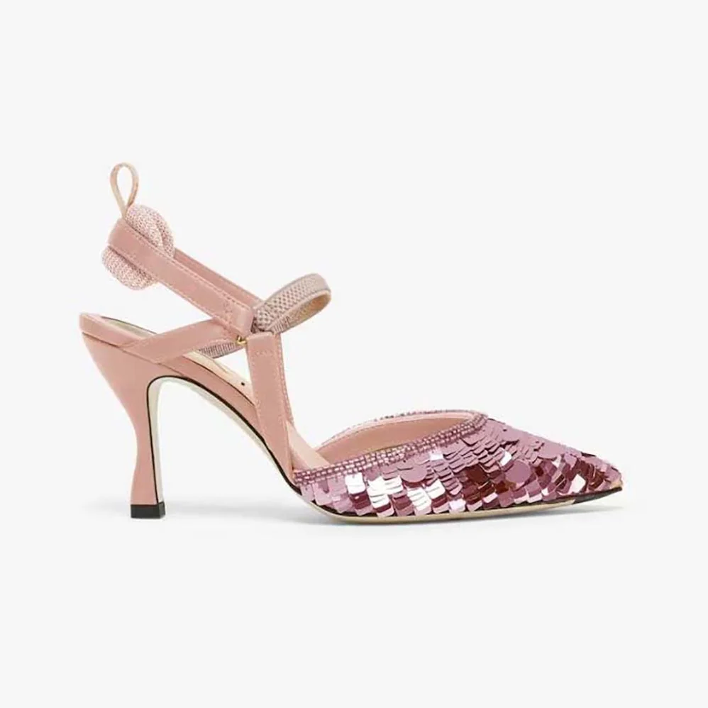 Fendi Colibrì Lite Pink Sequin High for Women in heeled Slingbacks