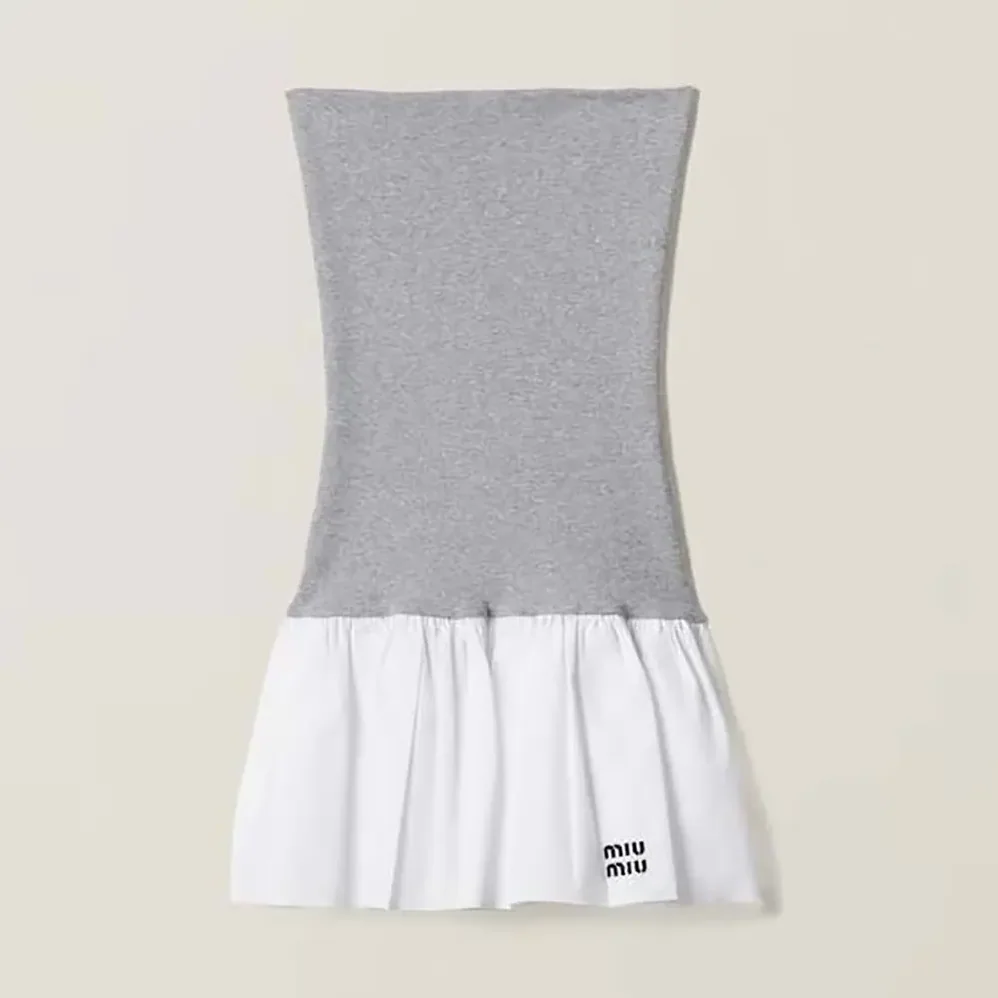 Miu Miu Poplin and Jersey Miniskirt for Women in White Miu Miu Poplin and Jersey Miniskirt for Women in White