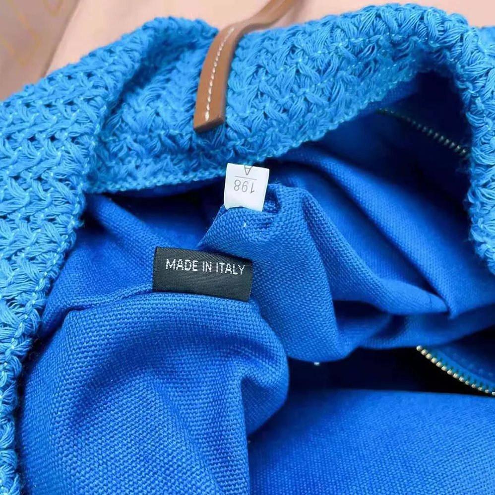 Miu Miu Woven Fabric Tote Bag for Women in Blue Miu Miu Woven Fabric Tote Bag for Women in Blue