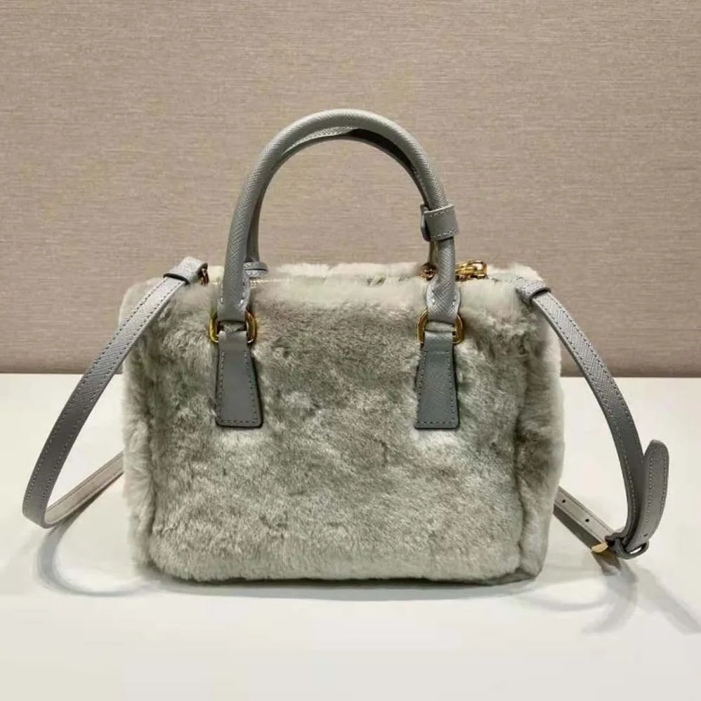Prada Prada Galleria Shearling Mini-Bag for Women in Silver