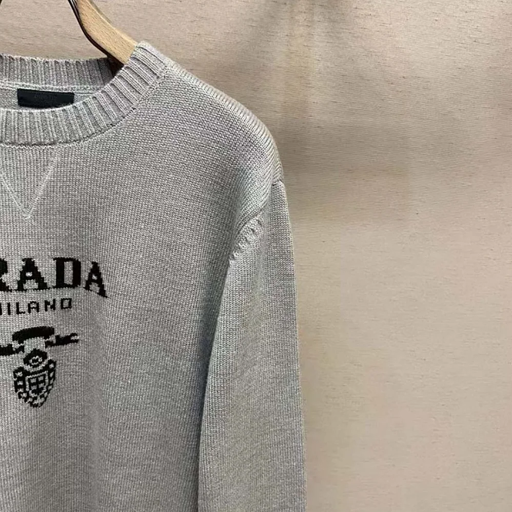 Prada Wool and Cashmere Crew-Neck Sweater for Men in Gray Prada Wool and Cashmere Crew-Neck Sweater for Men in Gray