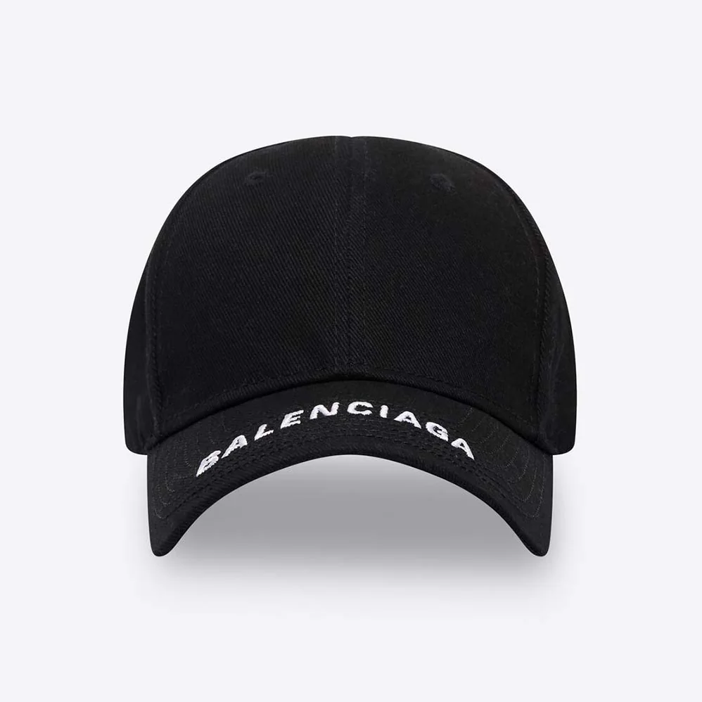 Balenciaga Logo Visor Cap in Black and White Cotton Drill for Women Balenciaga Logo Visor Cap in Black and White Cotton Drill for Women