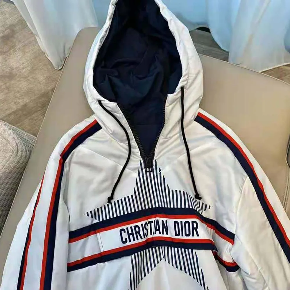 Dior Dioralps Hooded Anorak White Three-Tone Dior Star Quilted Technical Taffeta for Women