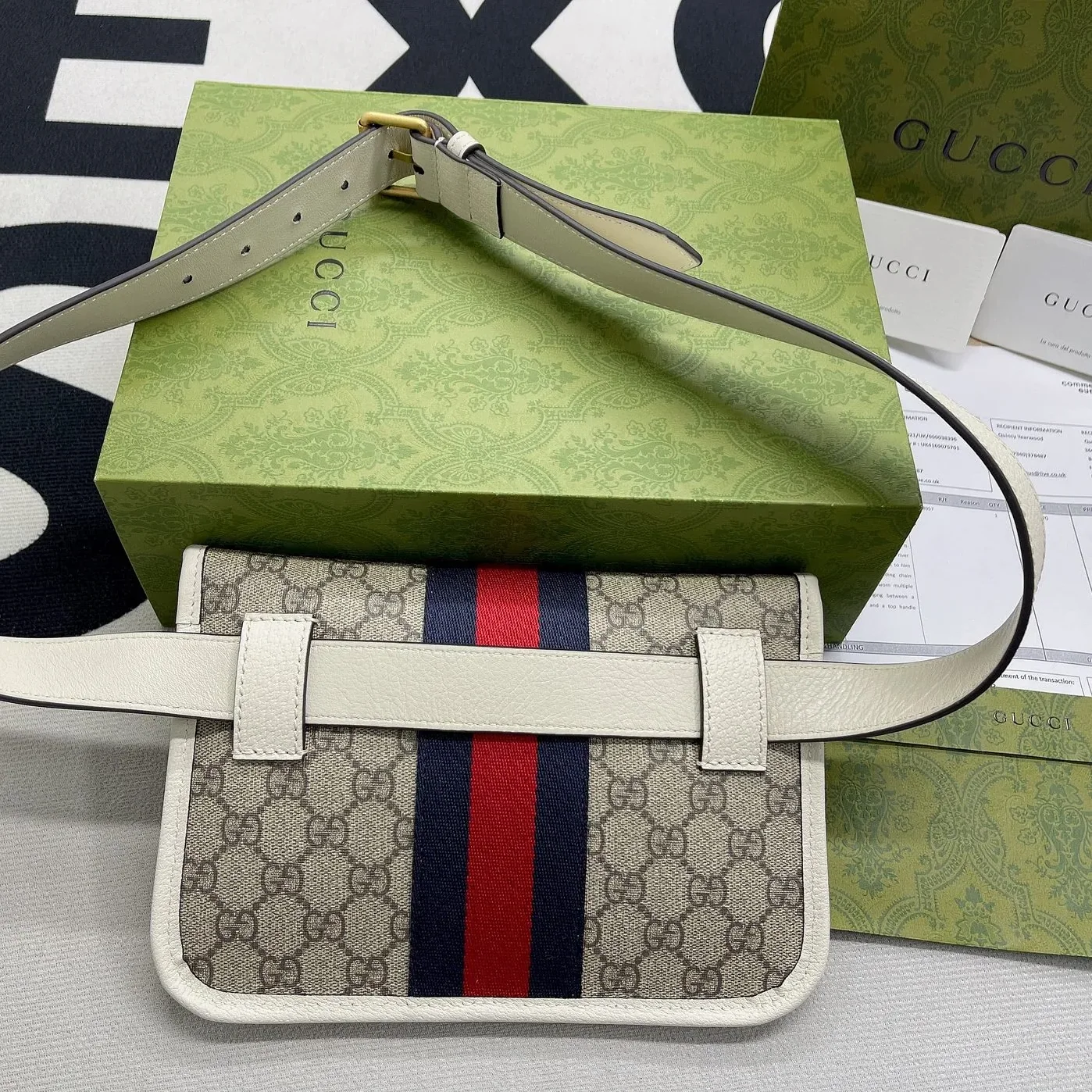 Gucci Ophidia Belt Bag Beige And Ebony GG Supreme Canvas, A Material With Low Environmental Impact / Gucci Ophidia Belt Bag Beige And Ebony GG Supreme Canvas, A Material With Low Environmental Impact /