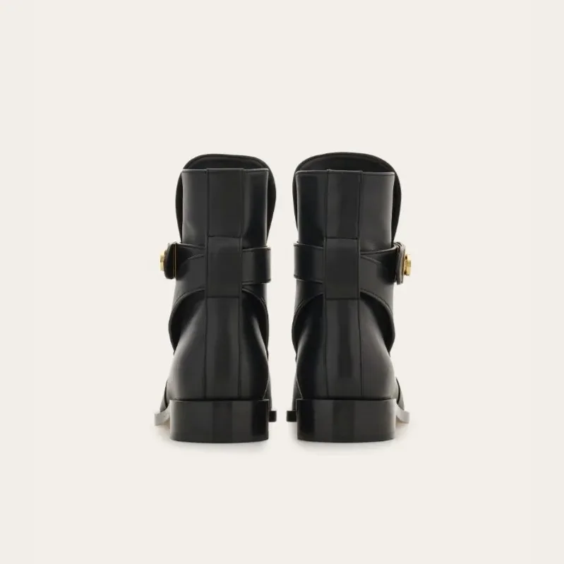 Ferragamo Hug Buckle Ankle Boots Black 01K224 Ferragamo Hug Buckle Ankle Boots Black 01K224