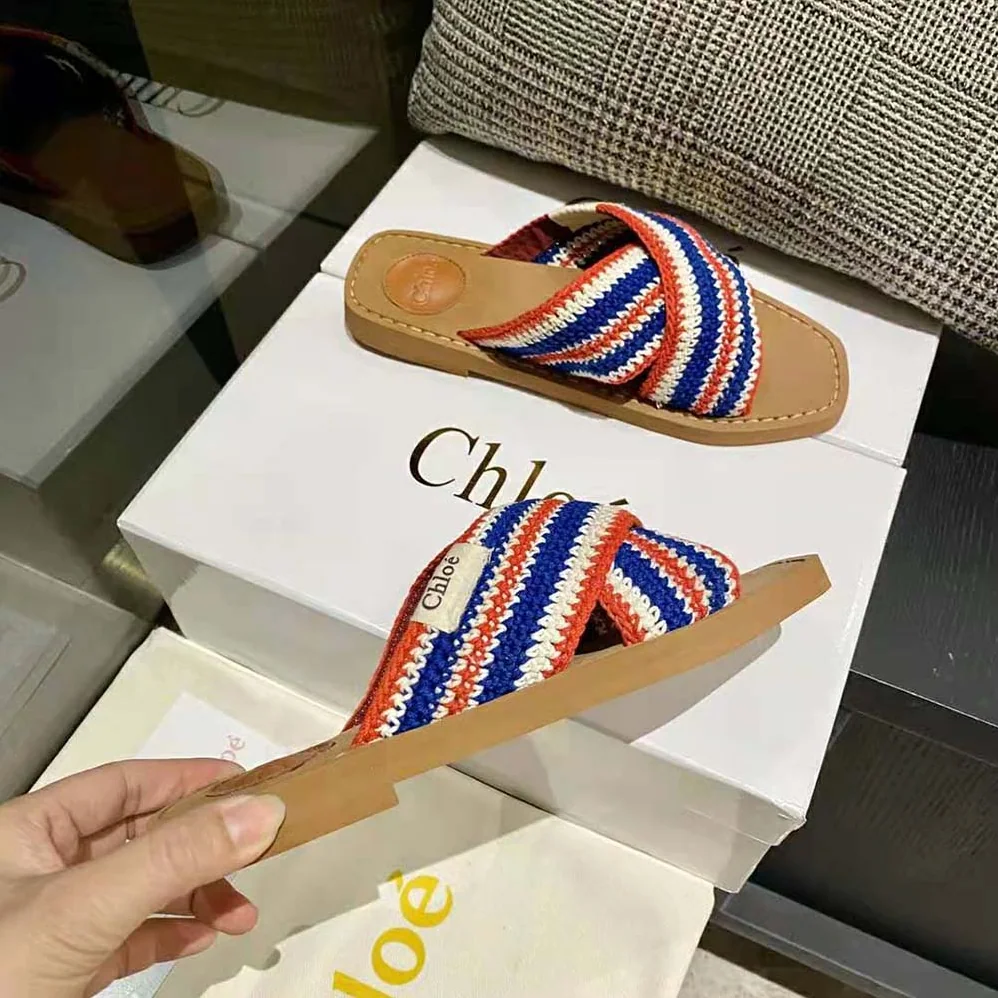 Chloe Woody Flat Mule for Women in Blue