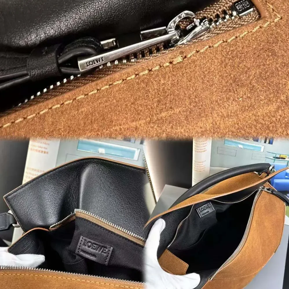 Loewe Puzzle Bag in Suede Calfskin for Unisex in Brown