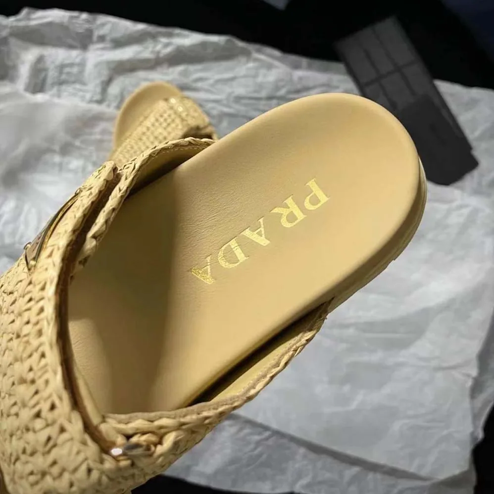 Prada Crochet Sandals for Women in Beige Prada Crochet Sandals for Women in Beige