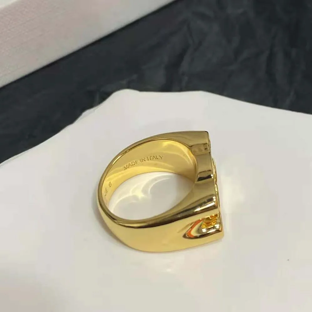 Celine Triomphe Chevalière Ring in Brass with Gold Finish for Women Celine Triomphe Chevalière Ring in Brass with Gold Finish for Women
