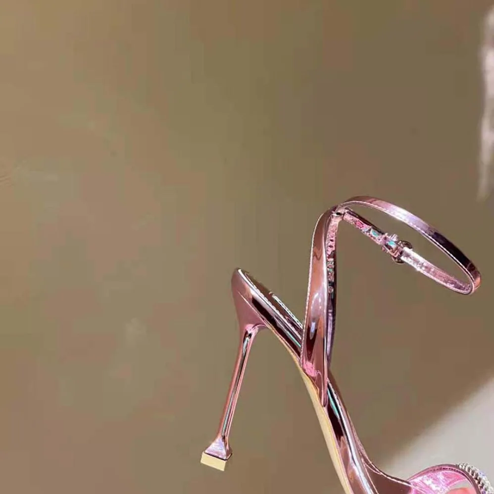 Miu Miu Metallic Leather Sandals for Women in Pink