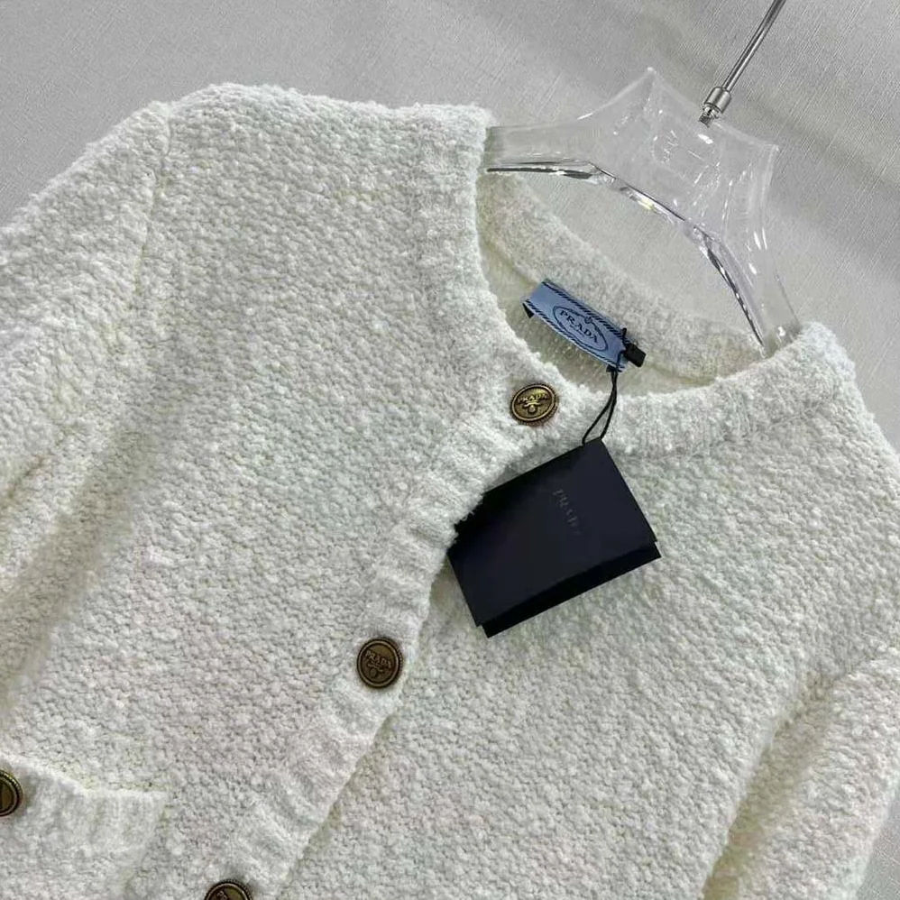 Prada Bouclé Mohair Cardigan for Women in White