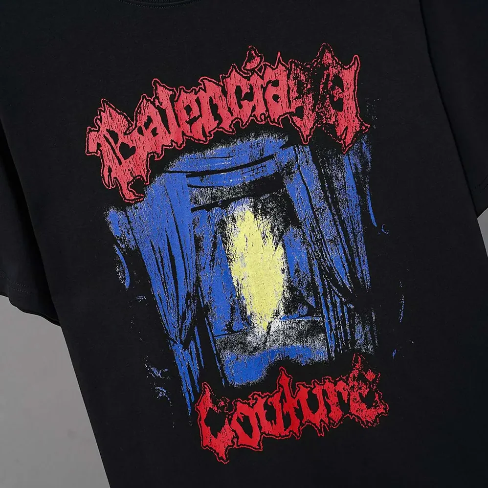 Balenciaga Salon De Couture Medium Fit T-Shirt in Black Dry Jersey for Men Balenciaga Salon De Couture Medium Fit T-Shirt in Black Dry Jersey for Men