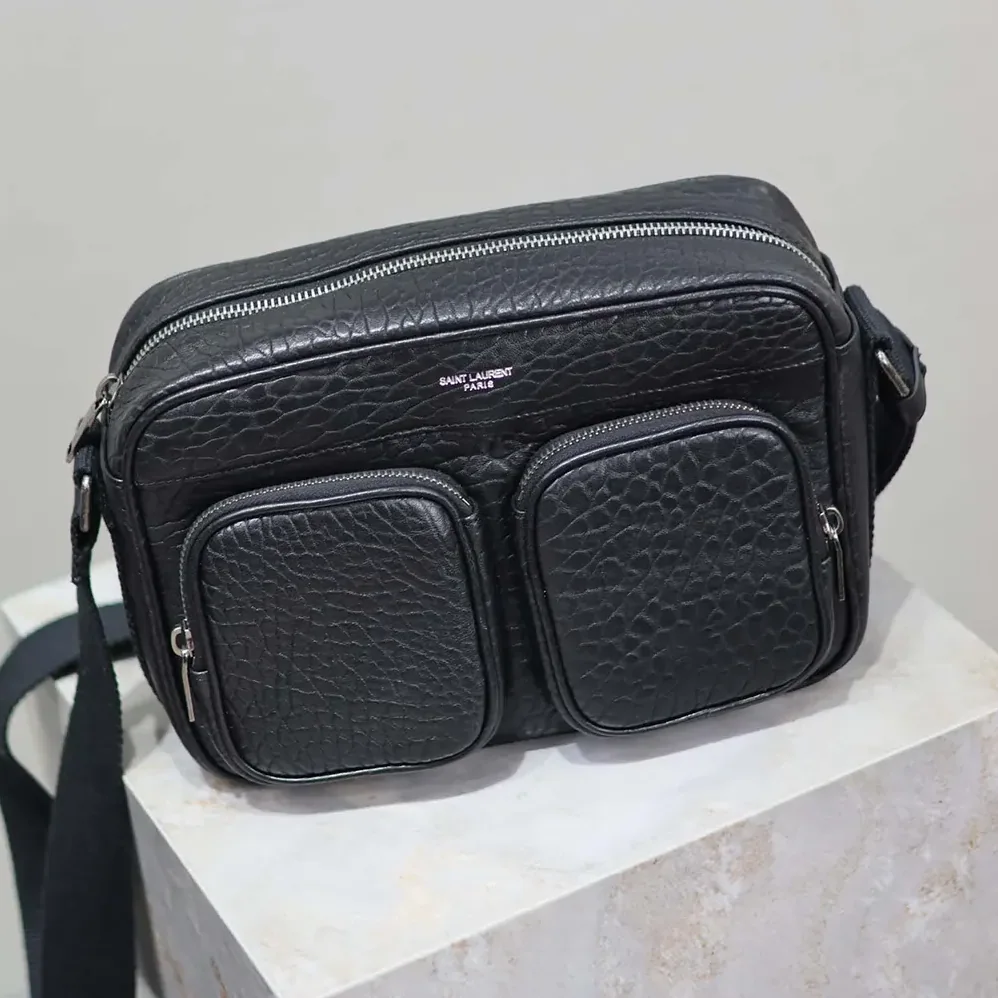 Saint Laurent YSL City Saint Laurent Camera Bag in Grained Leather for Unisex in Black