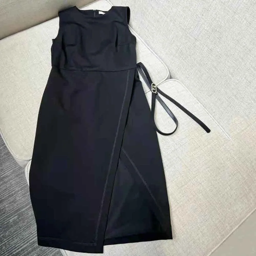 Fendi Midi-Length Sheath Black Pique Jersey Dress for Women