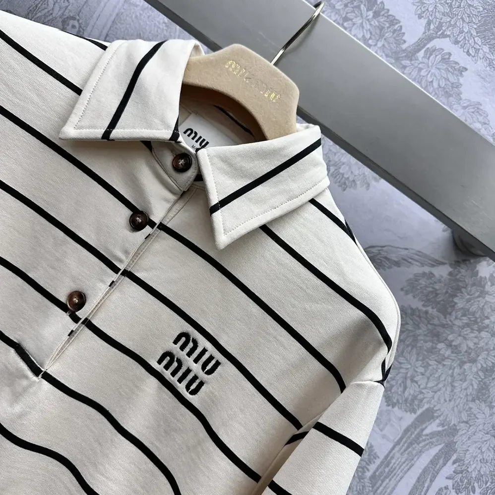 Miu Miu Cotton Fleece Polo Shirt for Women Miu Miu Cotton Fleece Polo Shirt for Women