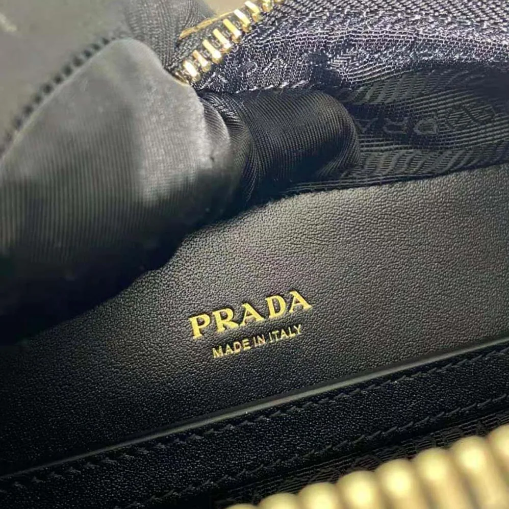 Prada Symbole Embroidered Fabric Bag for Men in Black/Beige Prada Symbole Embroidered Fabric Bag for Men in Black/Beige