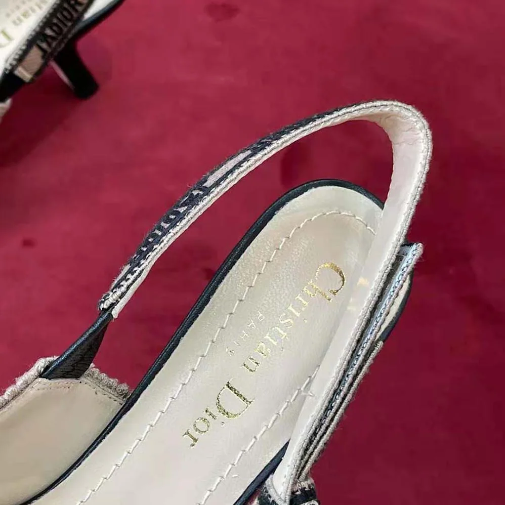 Dior J'Adior Slingback Pump Beige Embroidered Jute Canvas for Women
