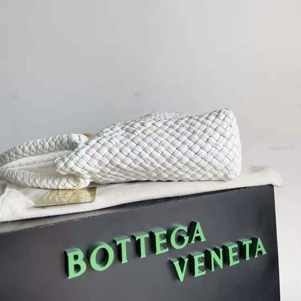 Bottega Veneta Tosca Shoulder Bag with Metallic Sphere Closure Woven for Women in White